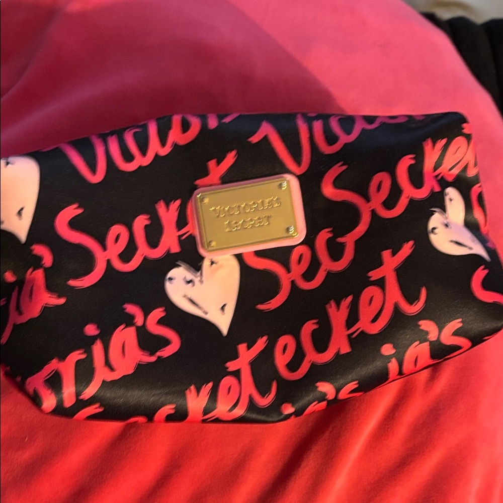 Victoria's Secret Black and Pink Cosmetic Bag